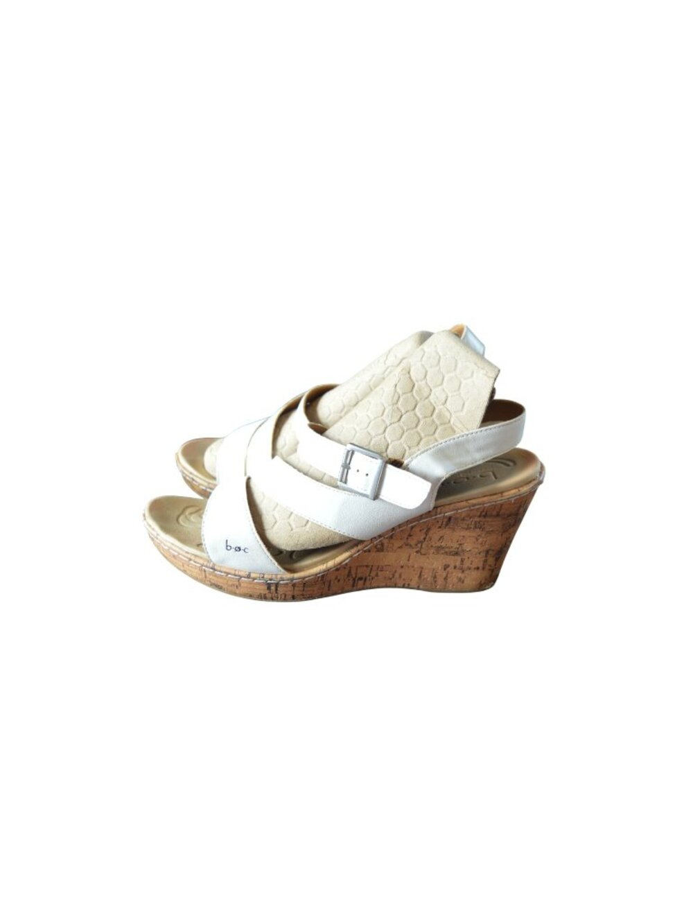 Born b.o.c. Schirra White Strappy Cork Wedge Sandals Women's Size 11 Boho Summer